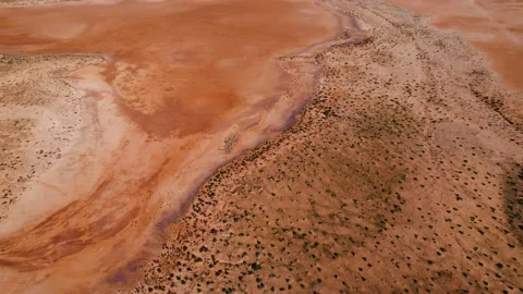 Outback Australia landscape drought affected dry lake scenic cinematic aerial Stock Footage 157374326