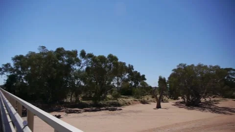 Outback Dry River Bed And Bridge Stock Footage 326020013