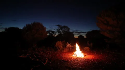 Outback Fire Dusk Australia Stock Footage 61932941