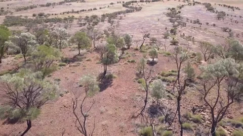 Outback Queensland Winton Aerial tilt up to reveal open plain 2 Stock Footage