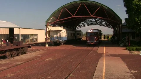 Outback train departs Stock Footage 875578