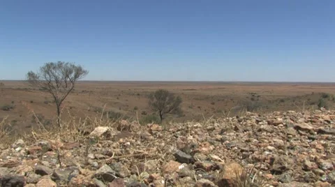 Outback with a Tree and Stones Stock Footage 7761194