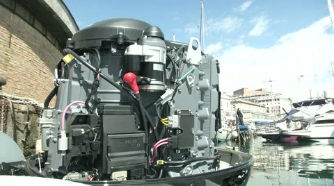 Outboard engine of boat Stock Footage 50969441