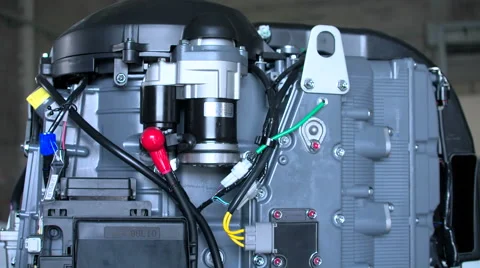 Outboard engine on a boat in a shipyard Stock Footage 53441002