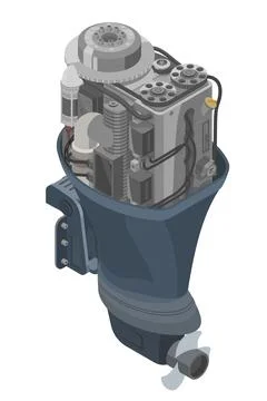 Outboard Engine Speed Boat isometric isolated Stock Illustration