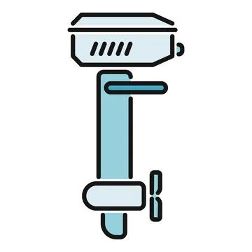 Outboard motor marine propulsion engine flat design icon Stock Illustration