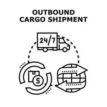 Outbound cargo shipment logistics global delivery service Stock Illustration