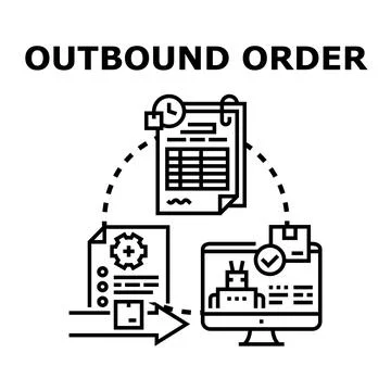 Outbound order processing with automated logistics system and documents Stockillustratie