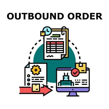 Outbound order processing with automated logistics system and documents Stockillustratie