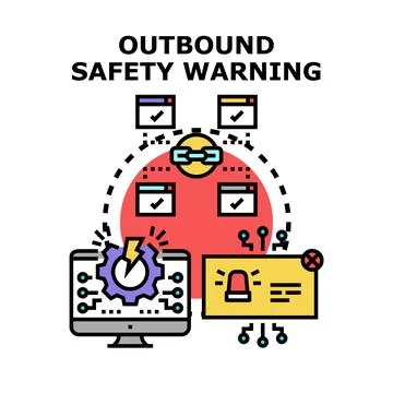 Outbound safety warning concept on computer system 库存插图