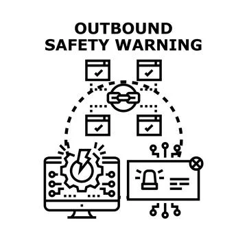 Outbound safety warning concept on computer system Stock Illustration