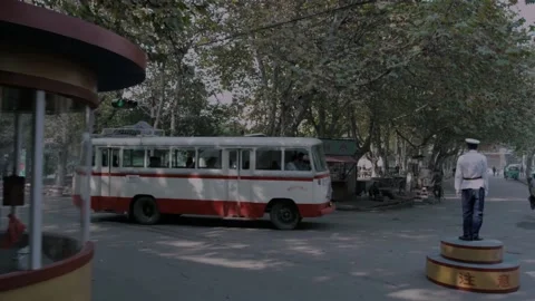 The outbound travel buses Stock Footage 235264825