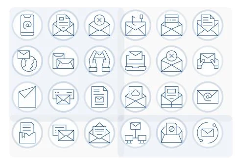 Outbox Scalable Vector Set featuring 24 Pixel Optimized Thin Line 256x256 Ico イラスト素材