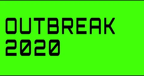 Outbreak 2020 text green screen, masked glitched effect. Stock Footage 132623241