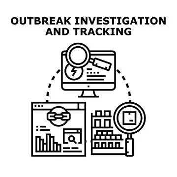 Outbreak investigation and tracking system concept Stock Illustration