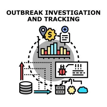 Outbreak investigation and tracking system visualizing analysis Stock Illustration