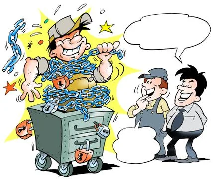 Outbreak mechanic in the workshop 库存插图