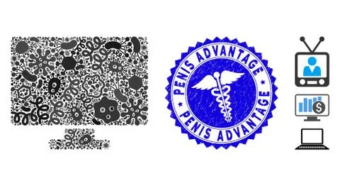 Outbreak Mosaic Computer Display Icon with Healthcare Scratched Penis Advantage Stock Illustration