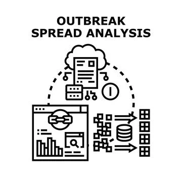 Outbreak spread analysis data processing concept Stock Illustration