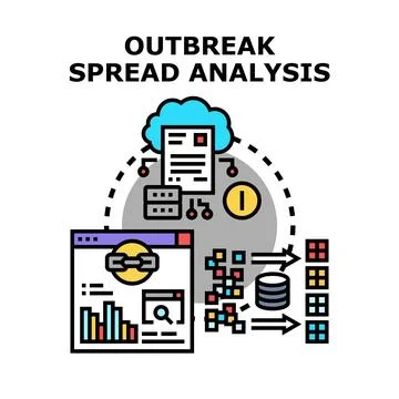 Outbreak spread analysis data processing concept Stock Illustration
