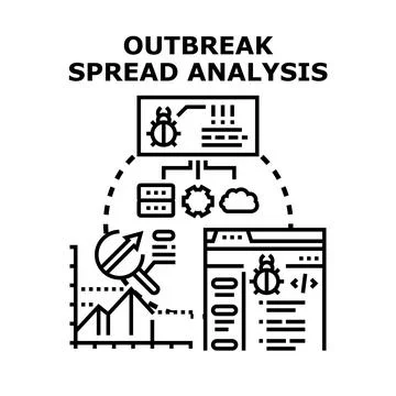 Outbreak spread analysis investigating cyber bug problem Stockillustratie