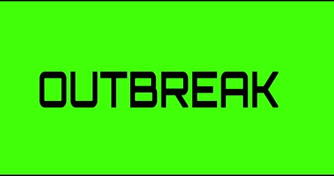 Outbreak text green screen, masked glitched effect. Video stock 132623155