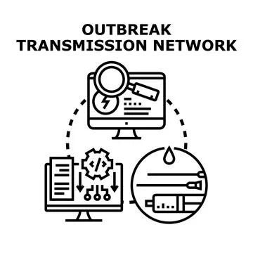 Outbreak transmission research and data analysis Illustrazione stock