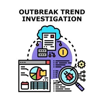 Outbreak trend investigation data analysis security Stockillustratie