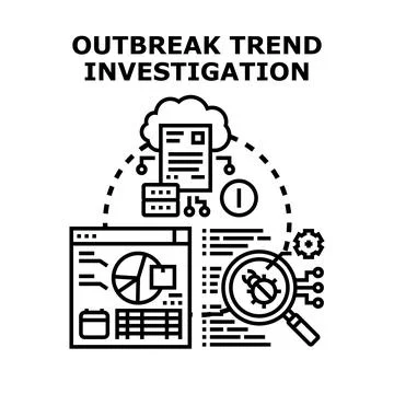 Outbreak trend investigation data analysis security Stockillustratie