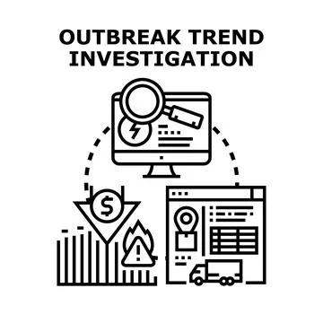 Outbreak trend investigation finding solutions to risks Stock Illustration