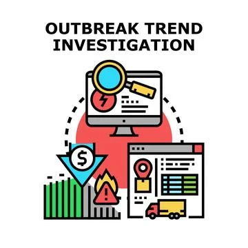 Outbreak trend investigation finding solutions to risks Stock Illustration