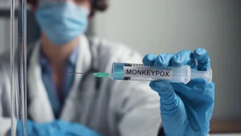 Outbreak of type smallpox disease. Monkeypox research search for effective v Stock Footage 202633426