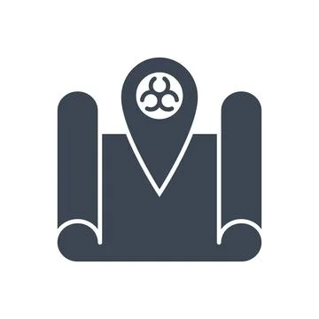 Outbreak virus map related vector glyph icon. Stock Illustration