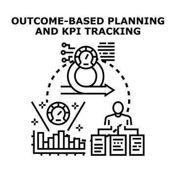 Outcome based planning key performance indicator tracking concept Stock Illustration