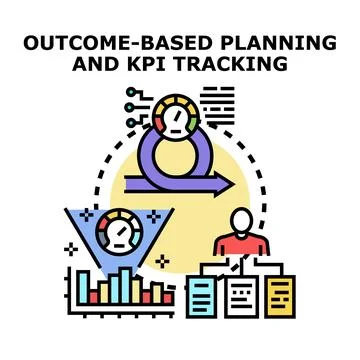 Outcome based planning key performance indicator tracking concept Stock Illustration