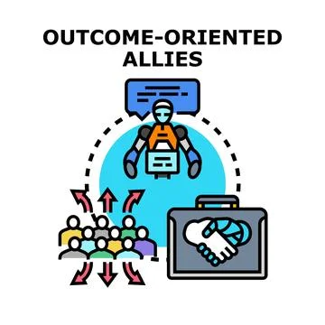 Outcome oriented allies working together with artificial intelligence Stock Illustration