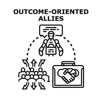 Outcome oriented allies working together with artificial intelligence Stock Illustration