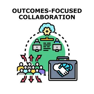 Outcomes focused collaboration working toward business success Stock Illustration