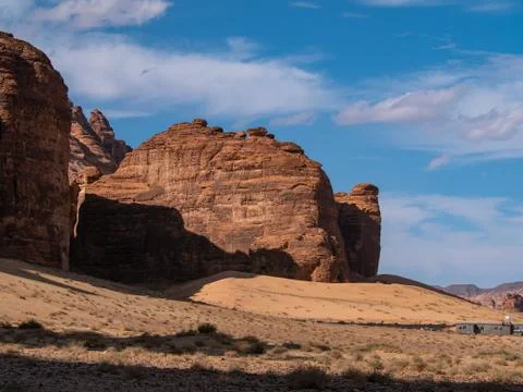 Outcrop geological formations, Al Ula in Saudi Arabia Stock Photos