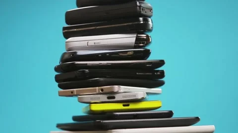 Outdated and modern models of smartphones and mobile phones Stock Footage 130797740