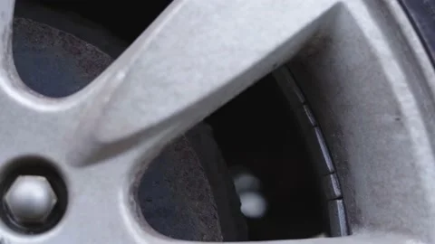 Outdated drum brakes covered with rust are installed on the car Video stock 153732227
