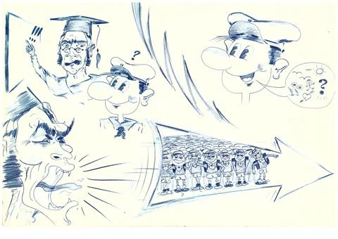 Outdated Education System as a Concept, Angry Teacher Shouting Stock Illustration