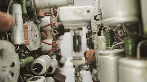 Outdated electronic technologies. A chip on semiconductor lamps Stock Footage 154497172