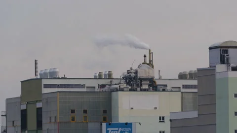 Outdated Factory Chimney - Pollution smoke stack Stock Footage 146807628