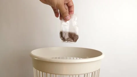 Outdated flax seeds are processed and thrown into the trash. The concept of disp Stock Footage 246002103