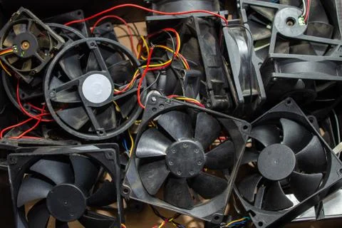 Outdated items from the computer, fans from the processor, cooler 写真素材