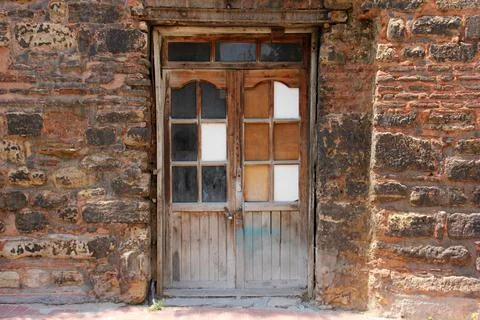 An Outdated Locked Door 스톡 사진