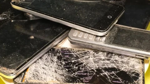 Outdated models of mobile phones and smartphones. Video rotation. Stock Footage 245416210