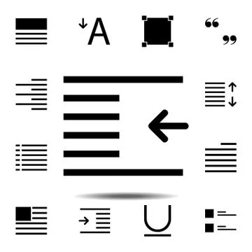 Outdent, text icon. Simple glyph, flat vector of Text editor set icons for UI Stock Illustration