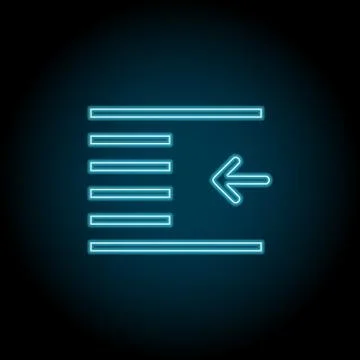 Outdent, text neon icon. Simple thin line, outline vector of Text editor icon Stock Illustration